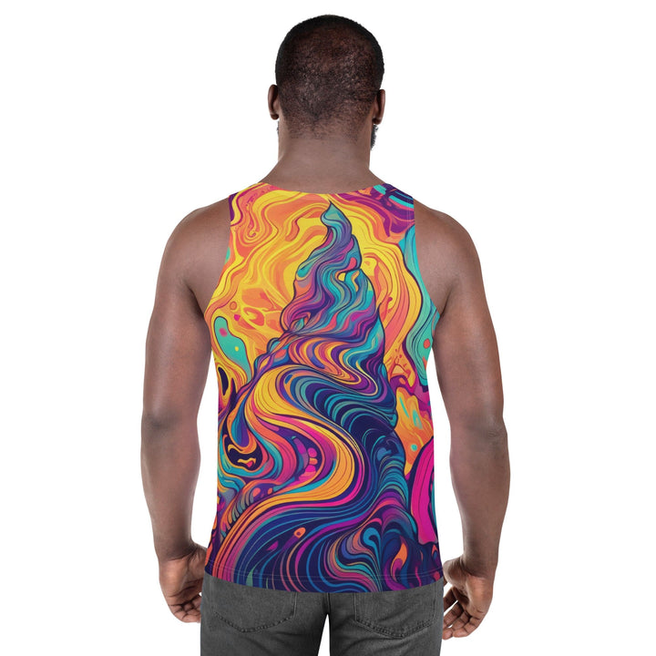 Mens Stretch Fit Tank Top Vibrant Psychedelic Rave Pattern - 2