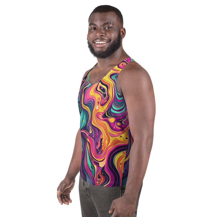Mens Stretch Fit Tank Top Vibrant Psychedelic Rave Pattern - 3