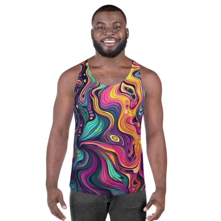 Mens Stretch Fit Tank Top Vibrant Psychedelic Rave Pattern - 3