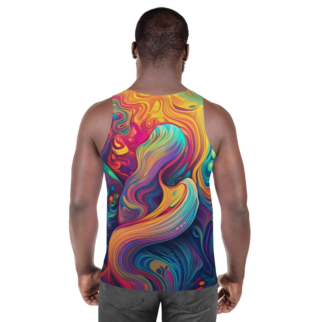 Mens Stretch Fit Tank Top Vibrant Psychedelic Rave Pattern