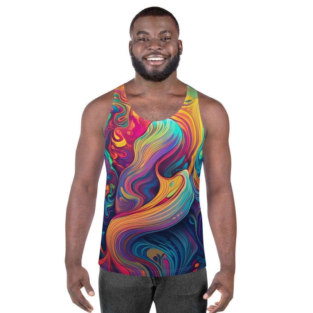 Mens Stretch Fit Tank Top Vibrant Psychedelic Rave Pattern