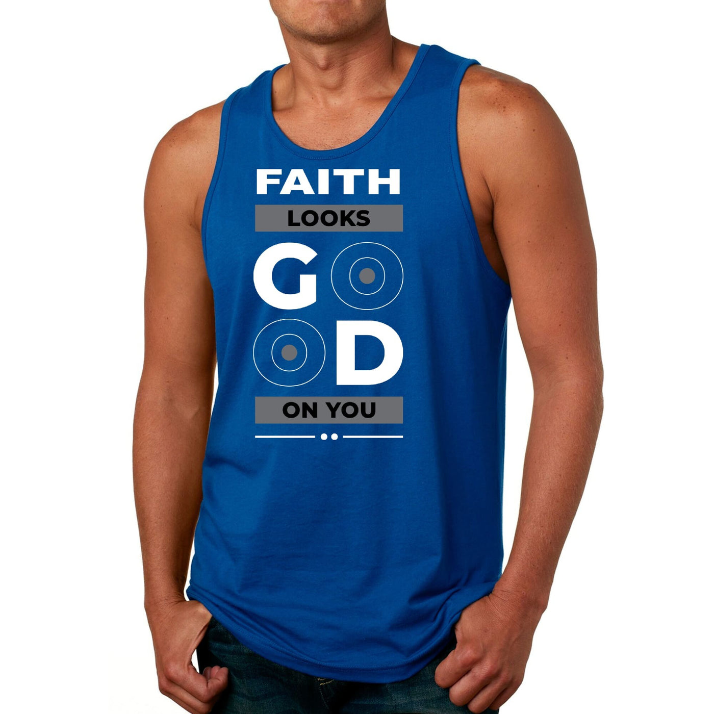 Mens Tank Top Fitness Shirt Faith Looks Good On You - Mens | Tank Tops