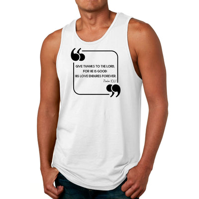 Mens Tank Top Fitness Shirt Give Thanks To The Lord Black Illustration - Mens |