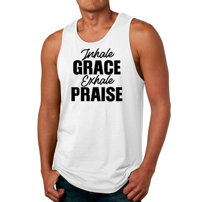 Mens Tank Top Fitness Shirt Inhale Grace Exhale Praise Black - Mens | Tank Tops