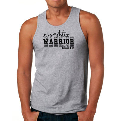 Mens Tank Top Fitness Shirt Mighty Warrior Black Illustration - Mens | Tank Tops