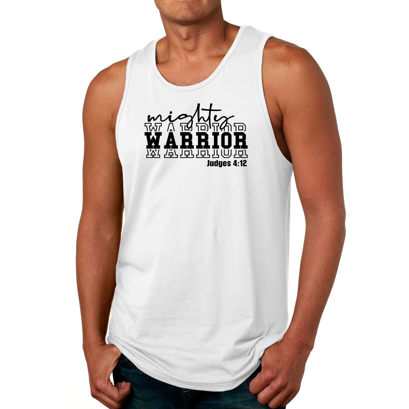 Mens Tank Top Fitness Shirt Mighty Warrior Black Illustration - Mens | Tank Tops