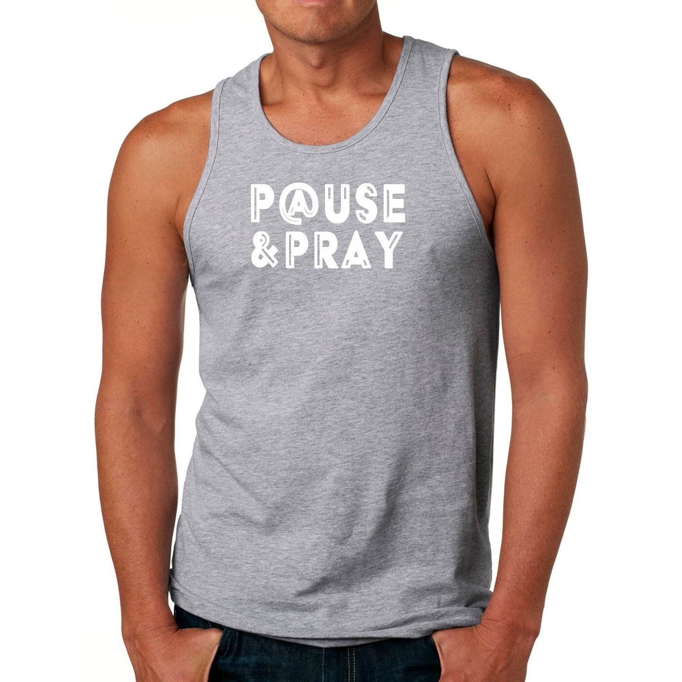 Mens Tank Top Fitness Shirt Pause And Pray - Mens | Tank Tops