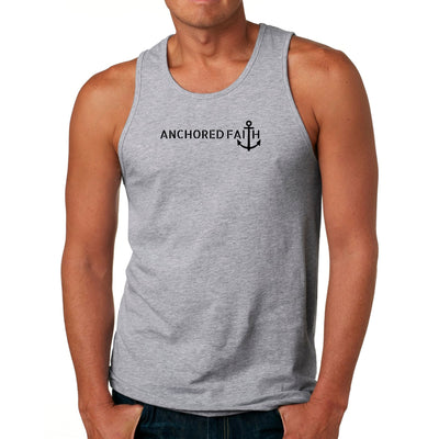 Mens Tank Top Fitness T - shirt Anchored Faith Black Print - Tops