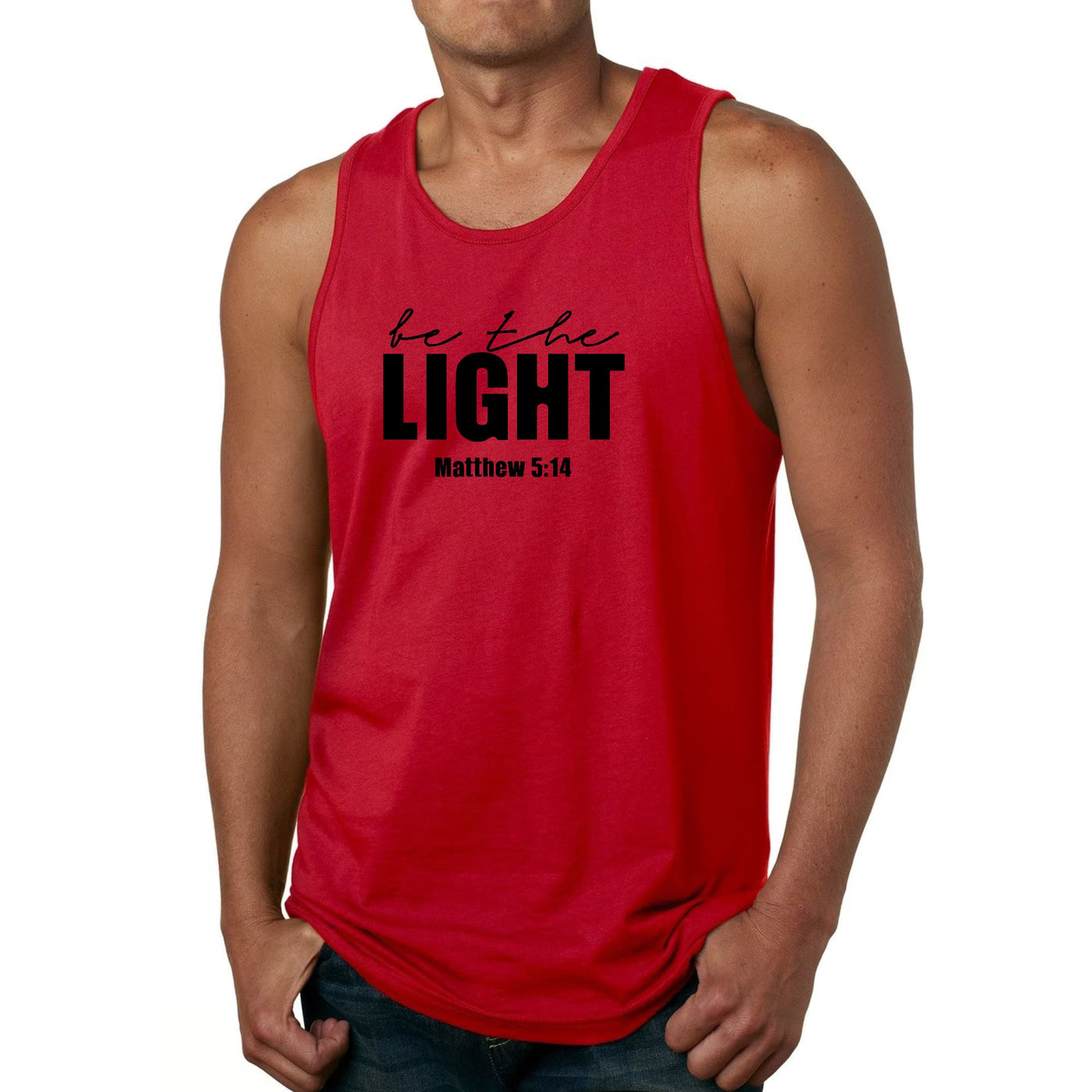 Mens Tank Top Fitness T-shirt Be The Light Inspirational Art - Mens | Tank Tops