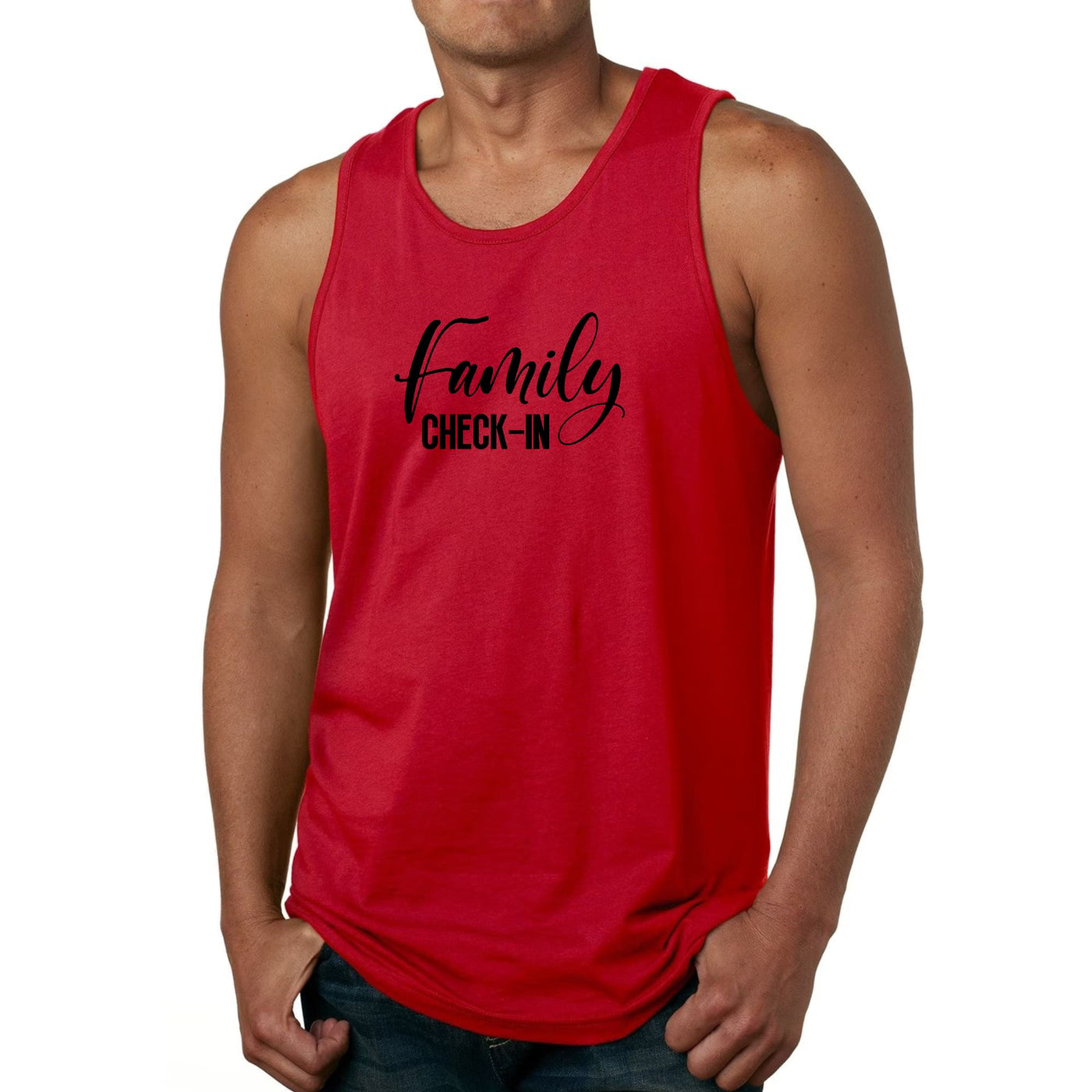 Mens Tank Top Fitness T - shirt Family Check - in Illustration - Tops