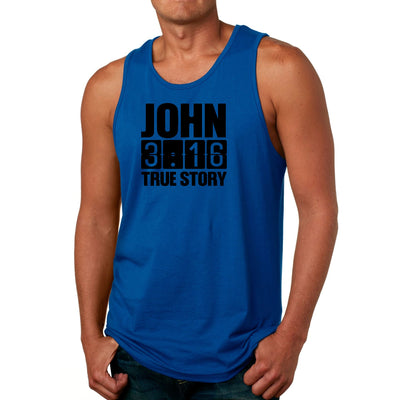 Mens Tank Top Fitness T-shirt John 3:16 True Story Print - Mens | Tank Tops