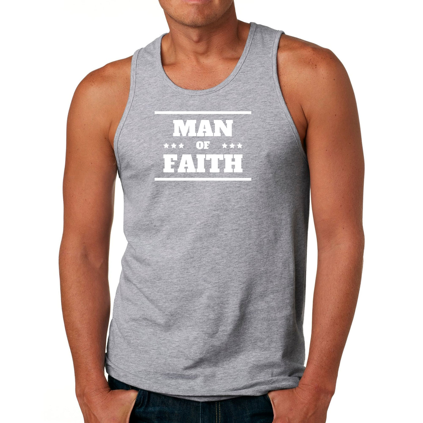 Mens Tank Top Fitness T - shirt Man Of Faith - Tops