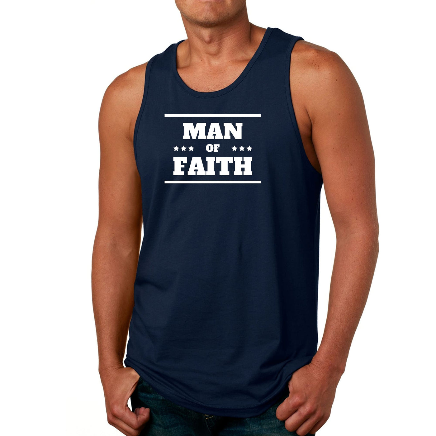Mens Tank Top Fitness T - shirt Man Of Faith - Tops