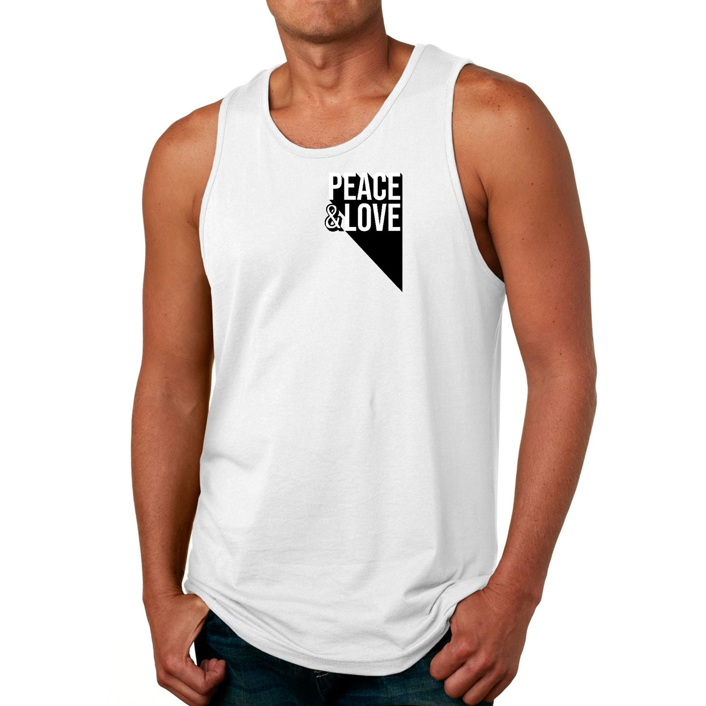 Mens Tank Top Fitness T-shirt Peace And Love Print - Mens | Tank Tops