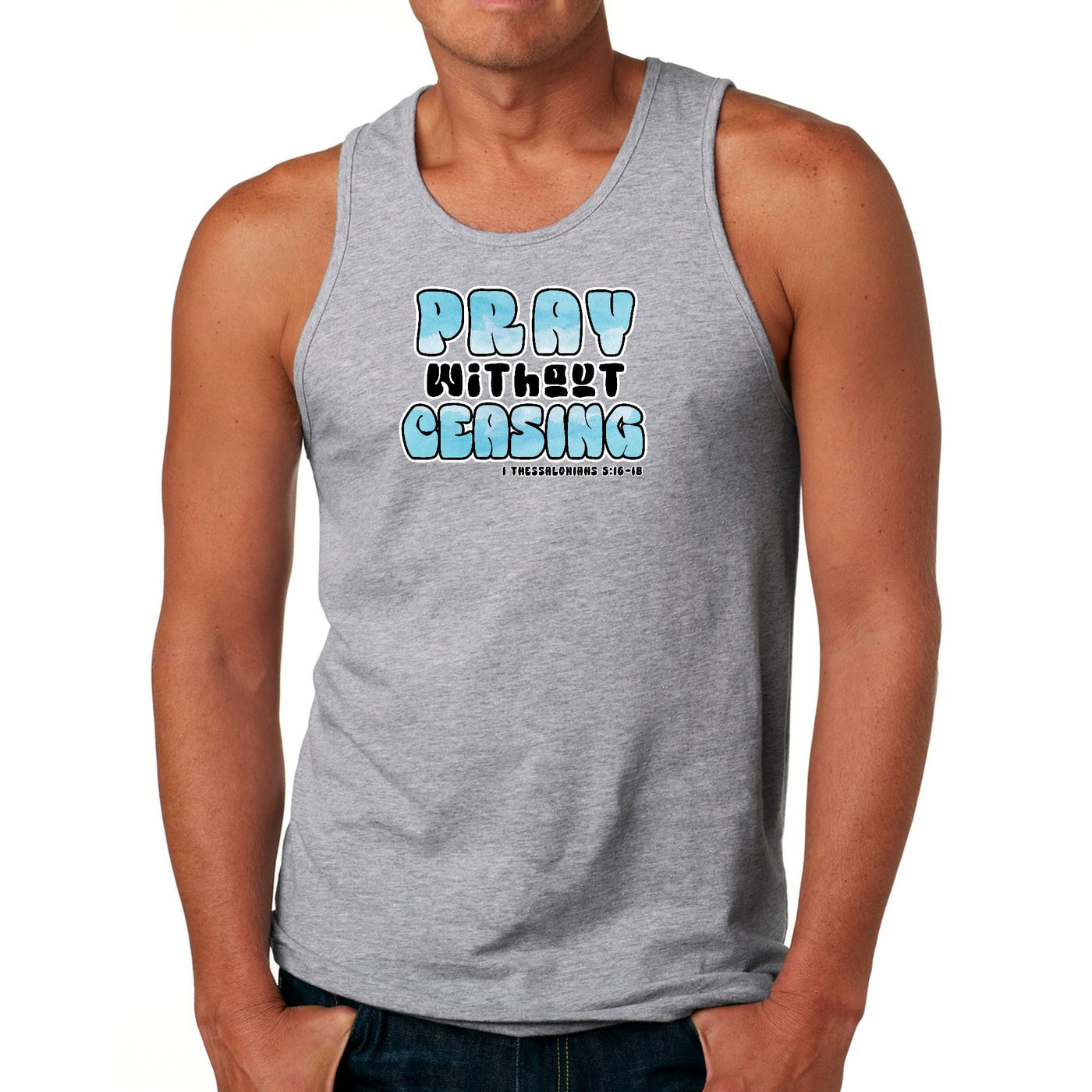 Mens Tank Top Fitness T - shirt Pray Without Ceasing Inspirational - Tops