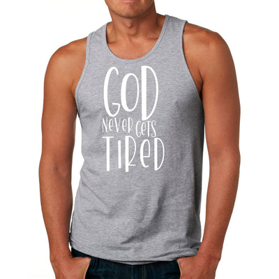 Mens Tank Top Fitness T - shirt Say It Soul - God Never Gets Tired | Tops