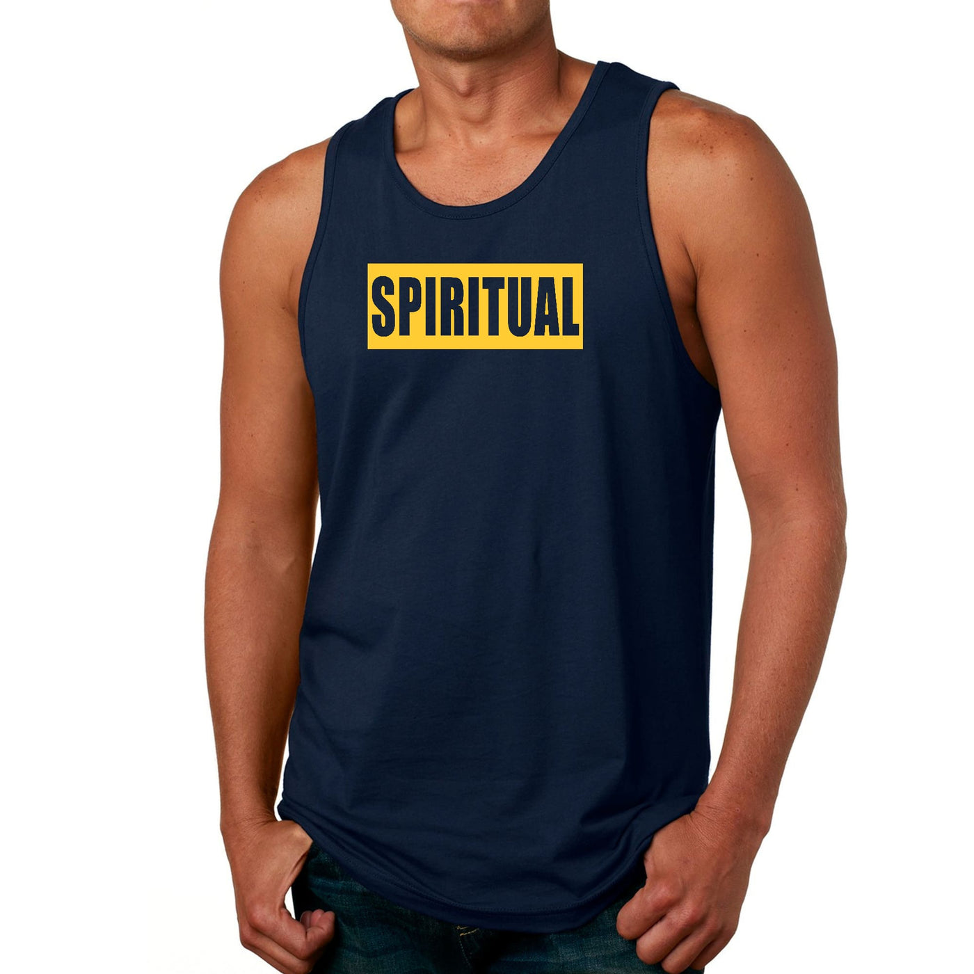 Mens Tank Top Fitness T-shirt Spiritual Yellow Gold Colorblock - Mens | Tank