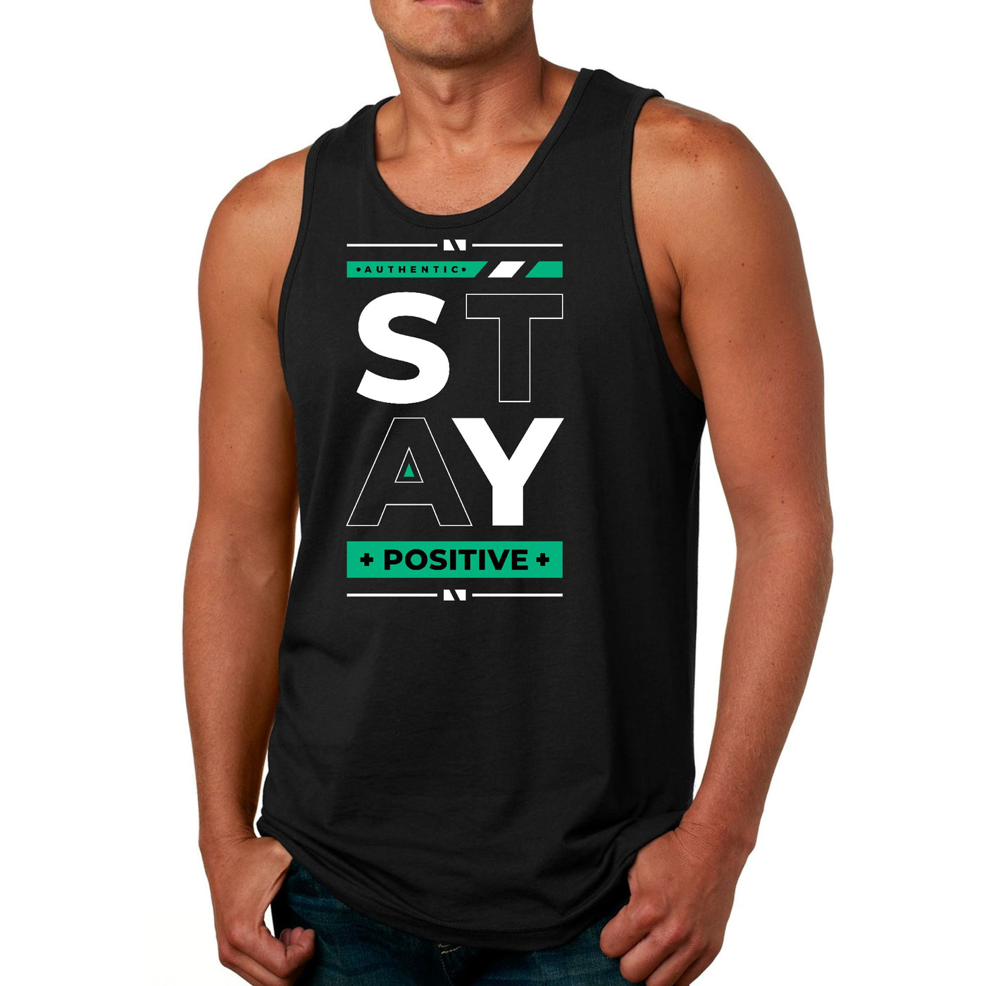 Mens Tank Top Fitness T-shirt Stay Positive - Mens | Tank Tops
