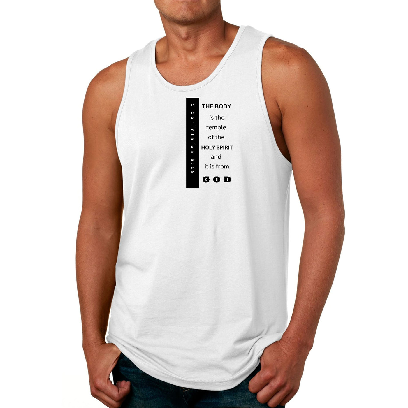 Mens Tank Top Fitness T - shirt The Body Is Temple Print - Tops