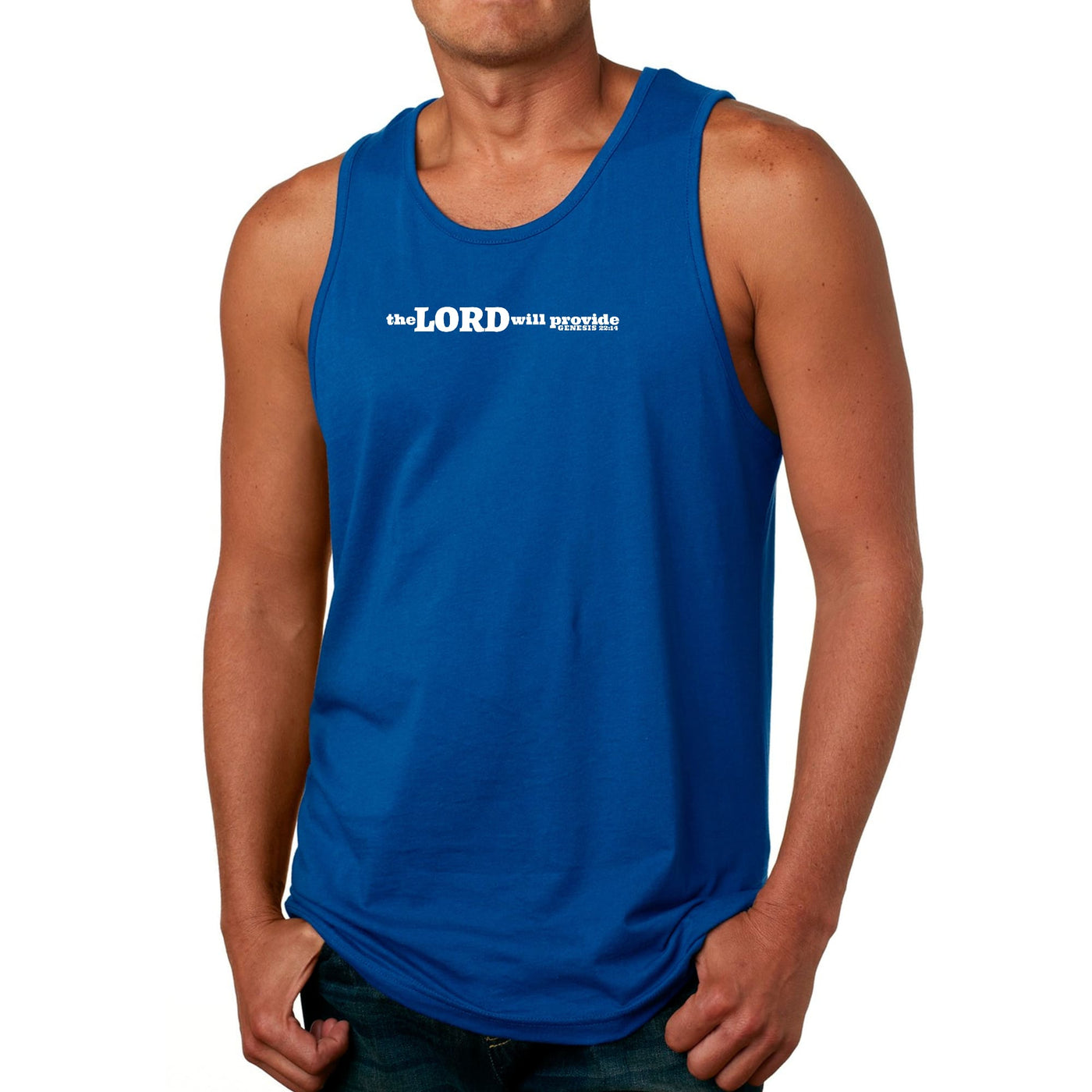 Mens Tank Top Fitness T-shirt The Lord Will Provide Print - Tops