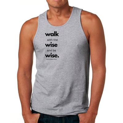 Mens Tank Top Fitness T - shirt Walk With The Wise And Be Black - Tops