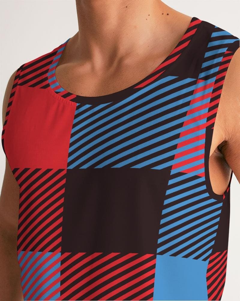 Mens Tank Top Multicolor Flannel Pattern Sports Top - Mens | Tank Tops | AOP