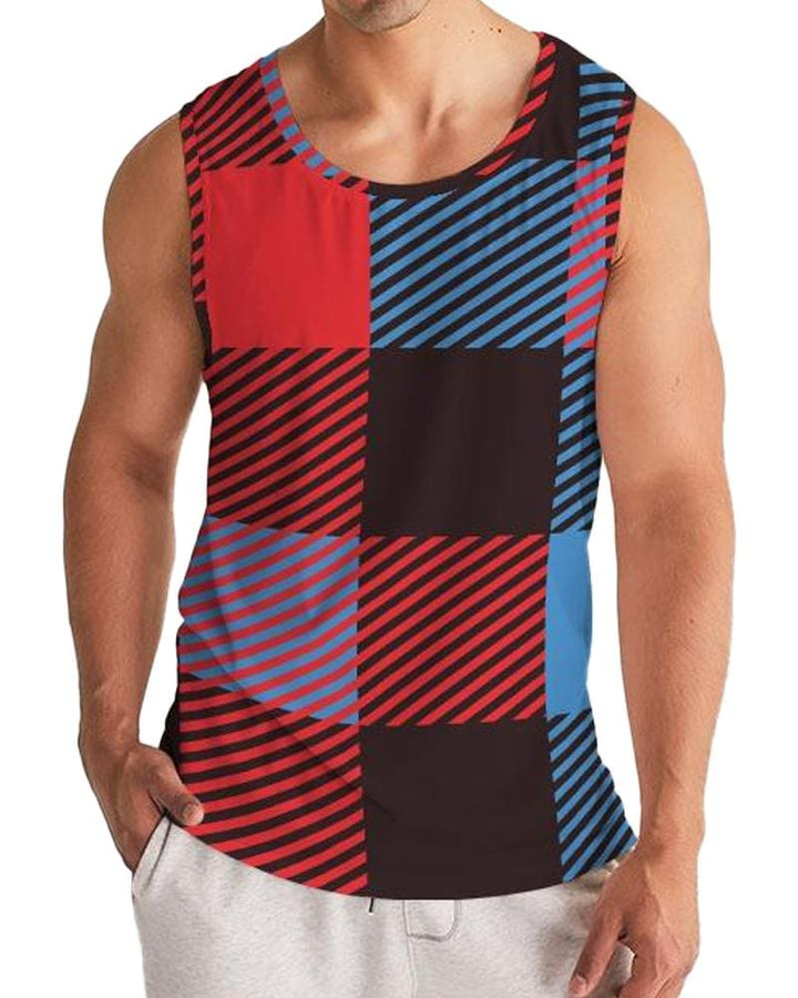 Mens Tank Top Multicolor Flannel Pattern Sports Top - Mens | Tank Tops | AOP