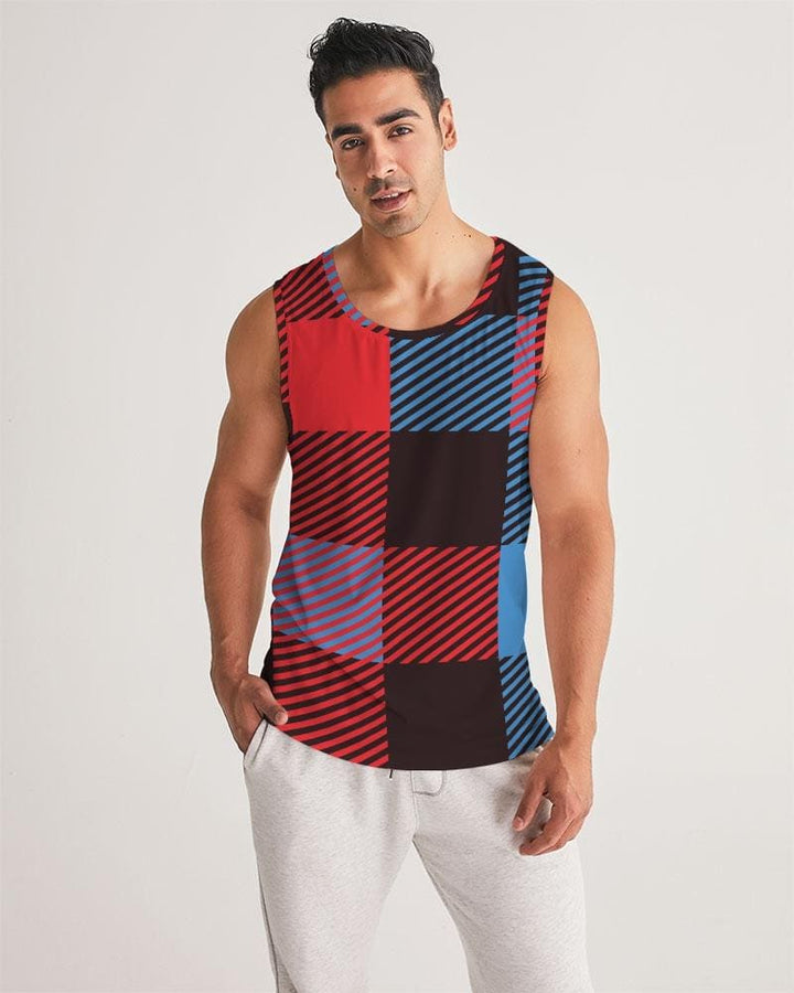 Mens Tank Top Multicolor Flannel Pattern Sports Top - Mens | Tank Tops | AOP