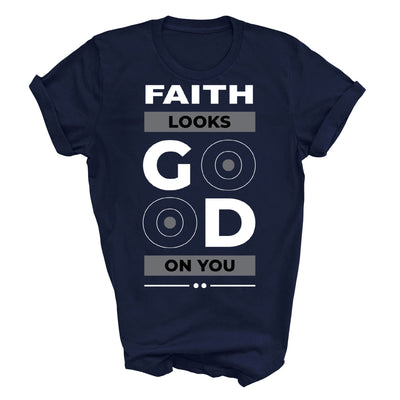 Mens Unisex T-shirt Graphic Black S-5xl Faith Looks Good On You - Mens |