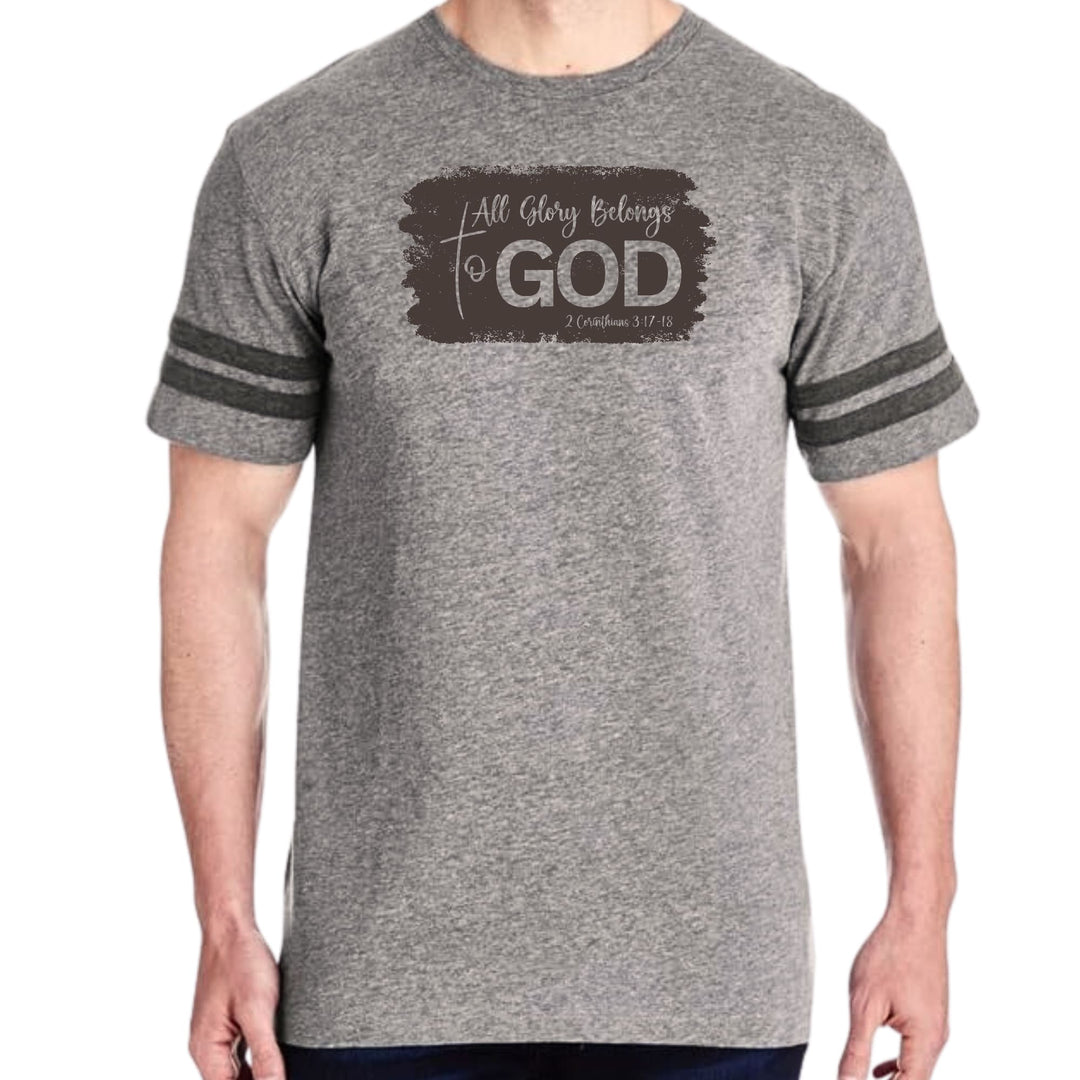 Mens Vintage Sport Graphic T-shirt All Glory Belongs to God - Brown