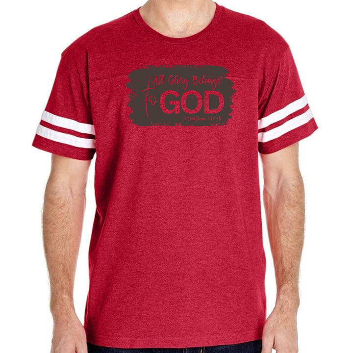 Mens Vintage Sport Graphic T-shirt All Glory Belongs to God - Brown