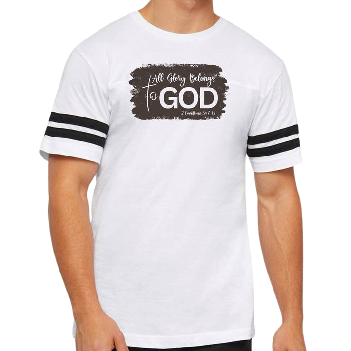 Mens Vintage Sport Graphic T-shirt All Glory Belongs to God - Brown