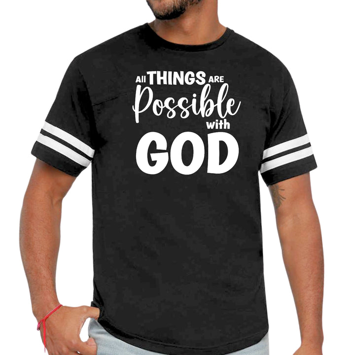 Mens Vintage Sport Graphic T-shirt All Things are Possible with God