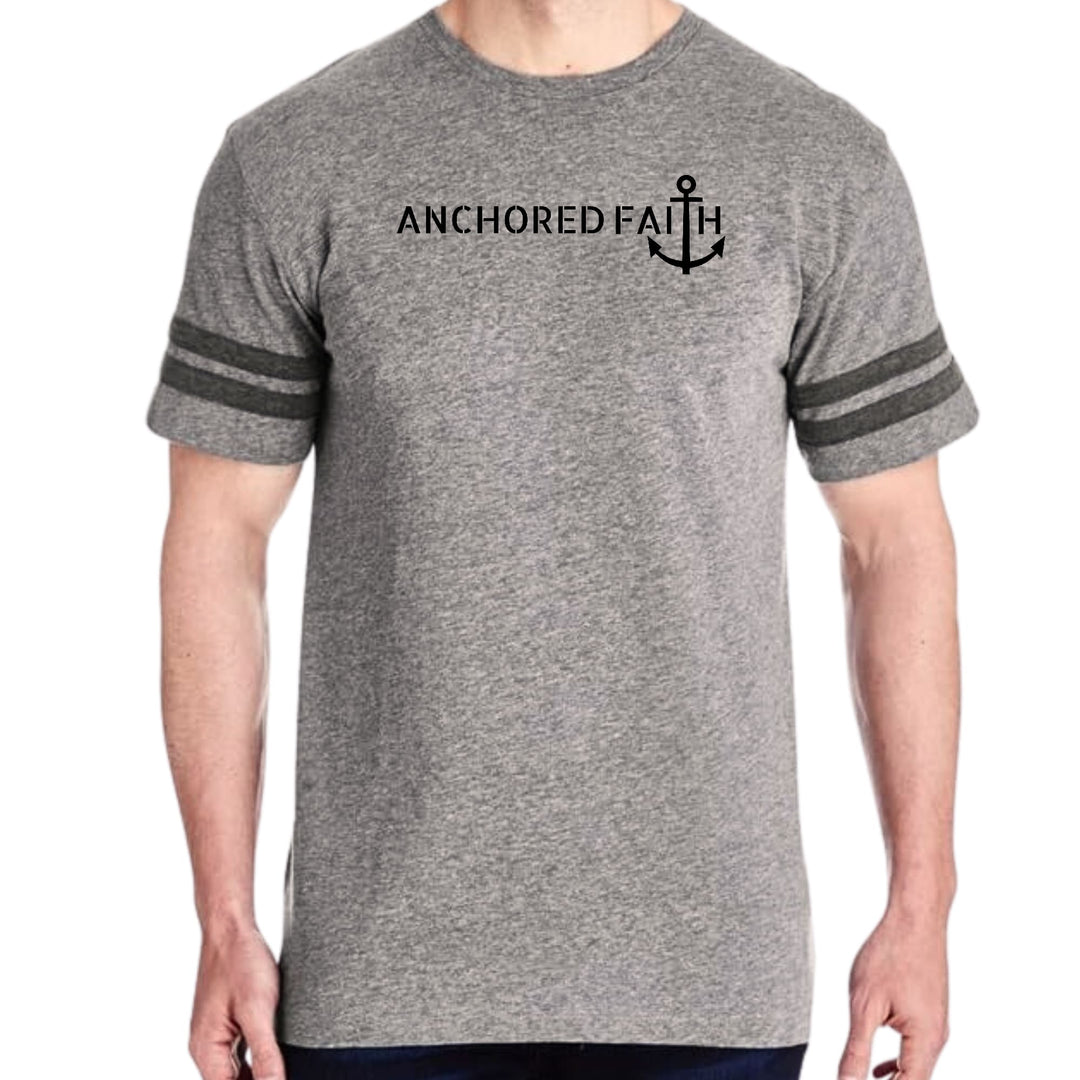 Mens Vintage Sport Graphic T-shirt Anchored Faith Black Print