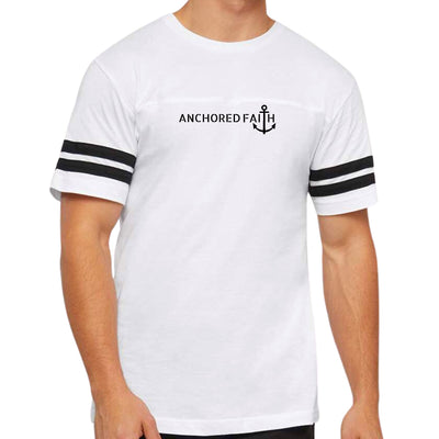 Mens Vintage Sport Graphic T - shirt Anchored Faith Black Print