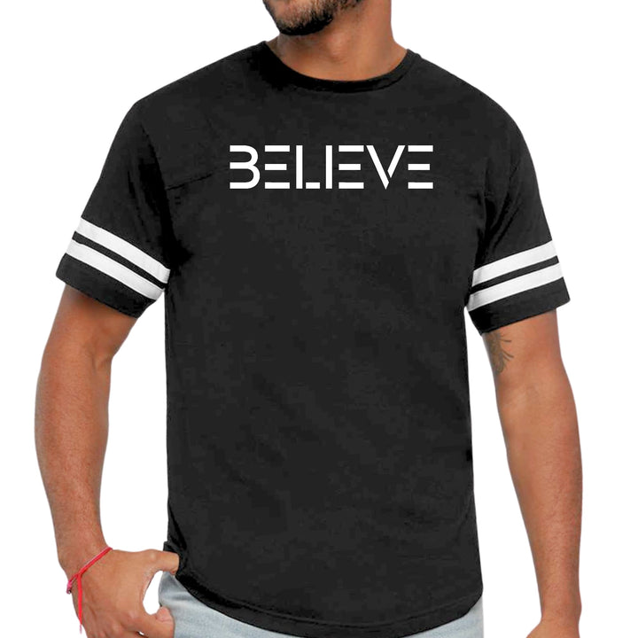 Mens Vintage Sport Graphic T-shirt Believe White Print - Mens/T-Shirts/Vintage