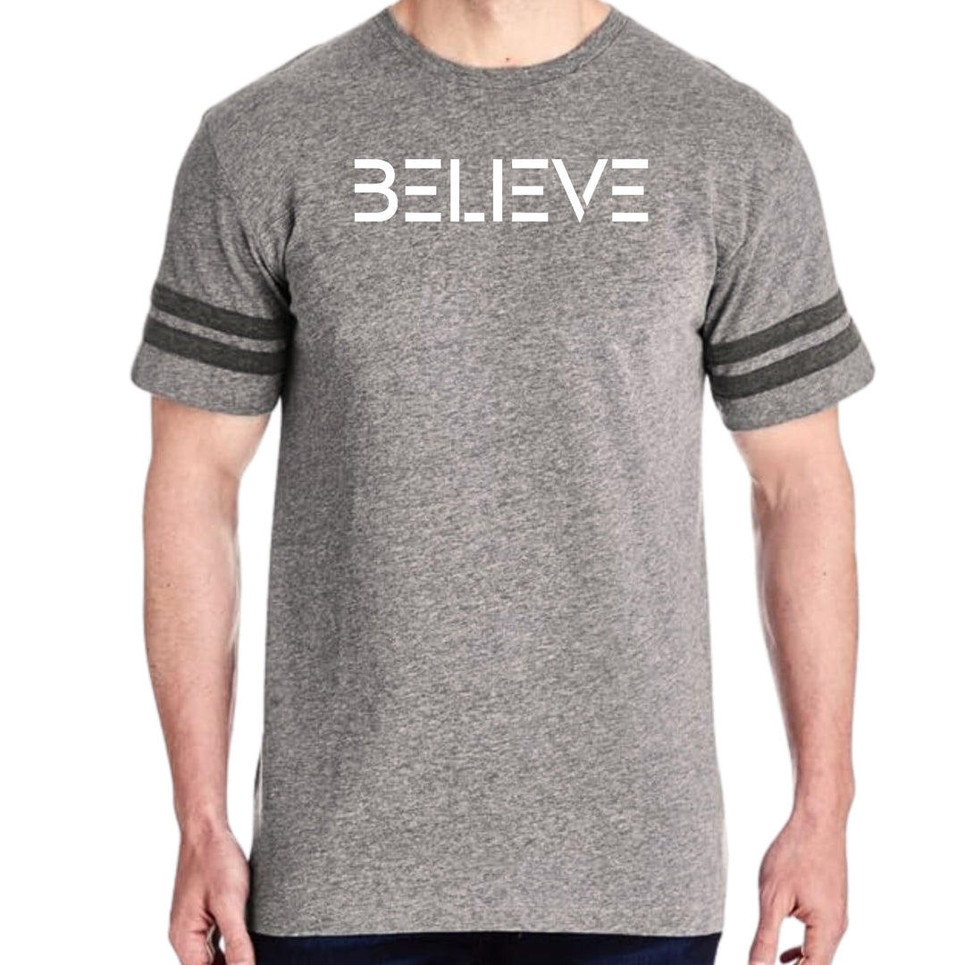 Mens Vintage Sport Graphic T-shirt Believe White Print - Mens/T-Shirts/Vintage