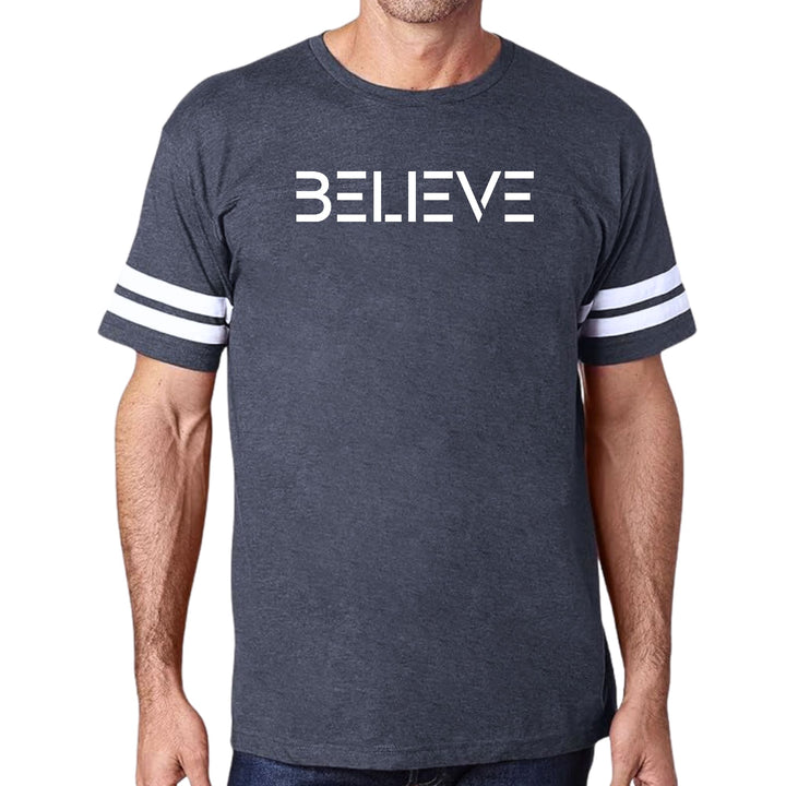 Mens Vintage Sport Graphic T-shirt Believe White Print - Mens/T-Shirts/Vintage