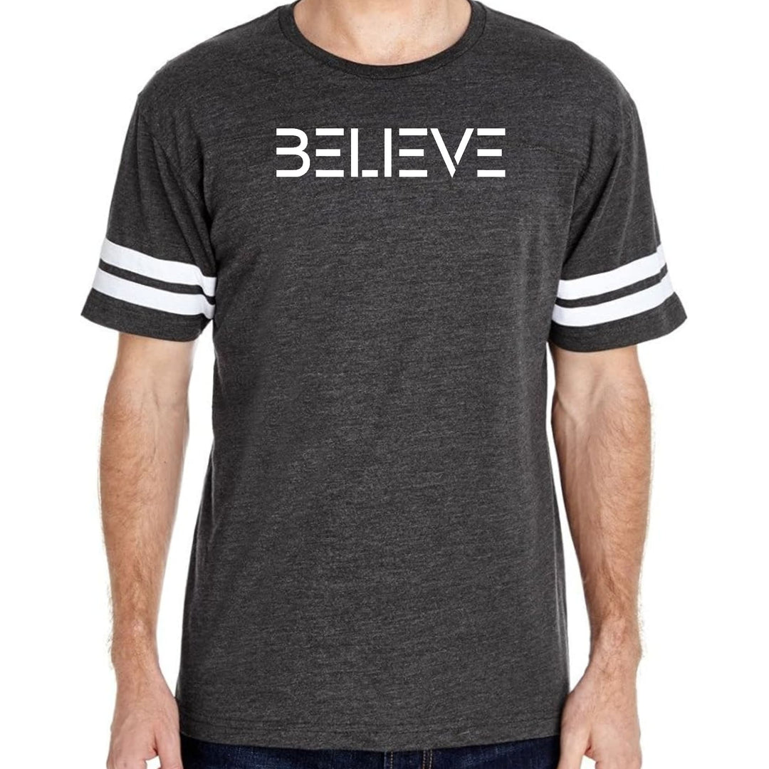 Mens Vintage Sport Graphic T-shirt Believe White Print - Mens/T-Shirts/Vintage