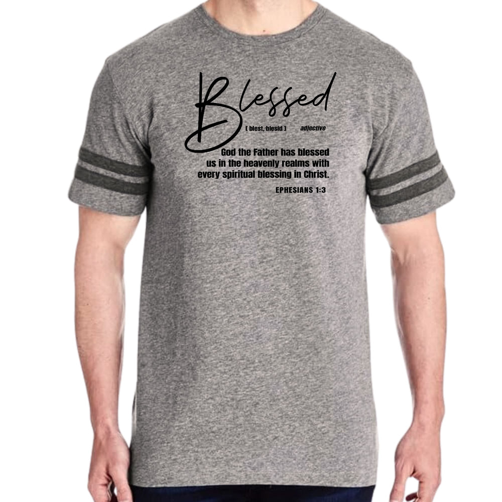 Mens Vintage Sport Graphic T-shirt Blessed in Christ - Mens/T-Shirts/Vintage