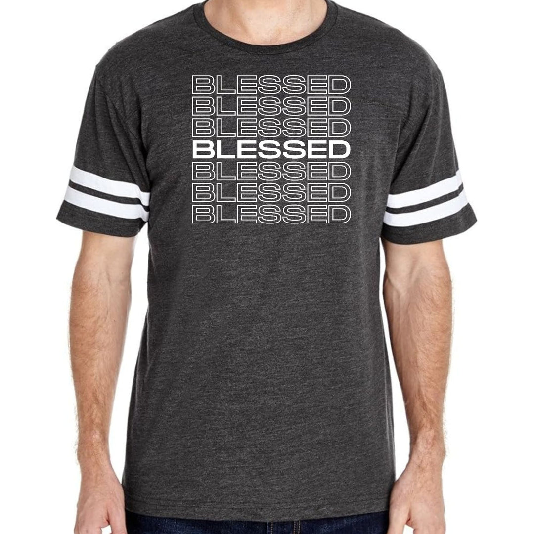 Mens Vintage Sport Graphic T-shirt Blessed Stacked Print - Mens | T-Shirts