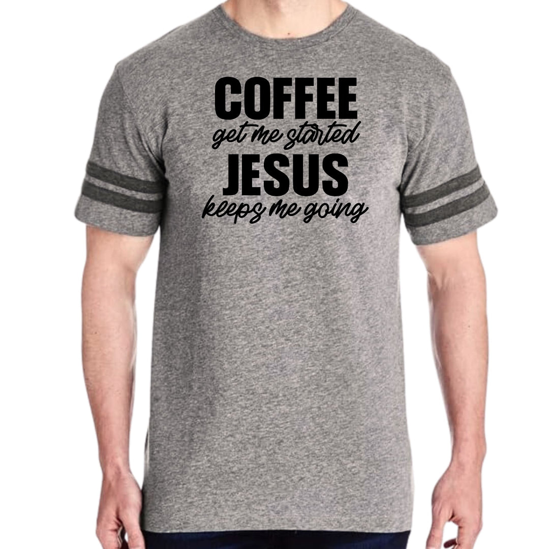 Mens Vintage Sport Graphic T-shirt Coffee Get me Started - Jesus Keeps