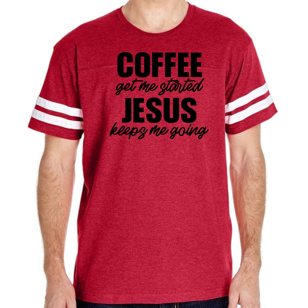 Mens Vintage Sport Graphic T-shirt Coffee Get me Started - Jesus Keeps