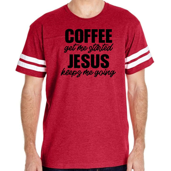 Mens Vintage Sport Graphic T-shirt Coffee Get me Started - Jesus Keeps