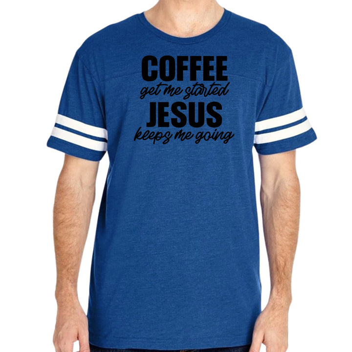 Mens Vintage Sport Graphic T-shirt Coffee Get me Started - Jesus Keeps