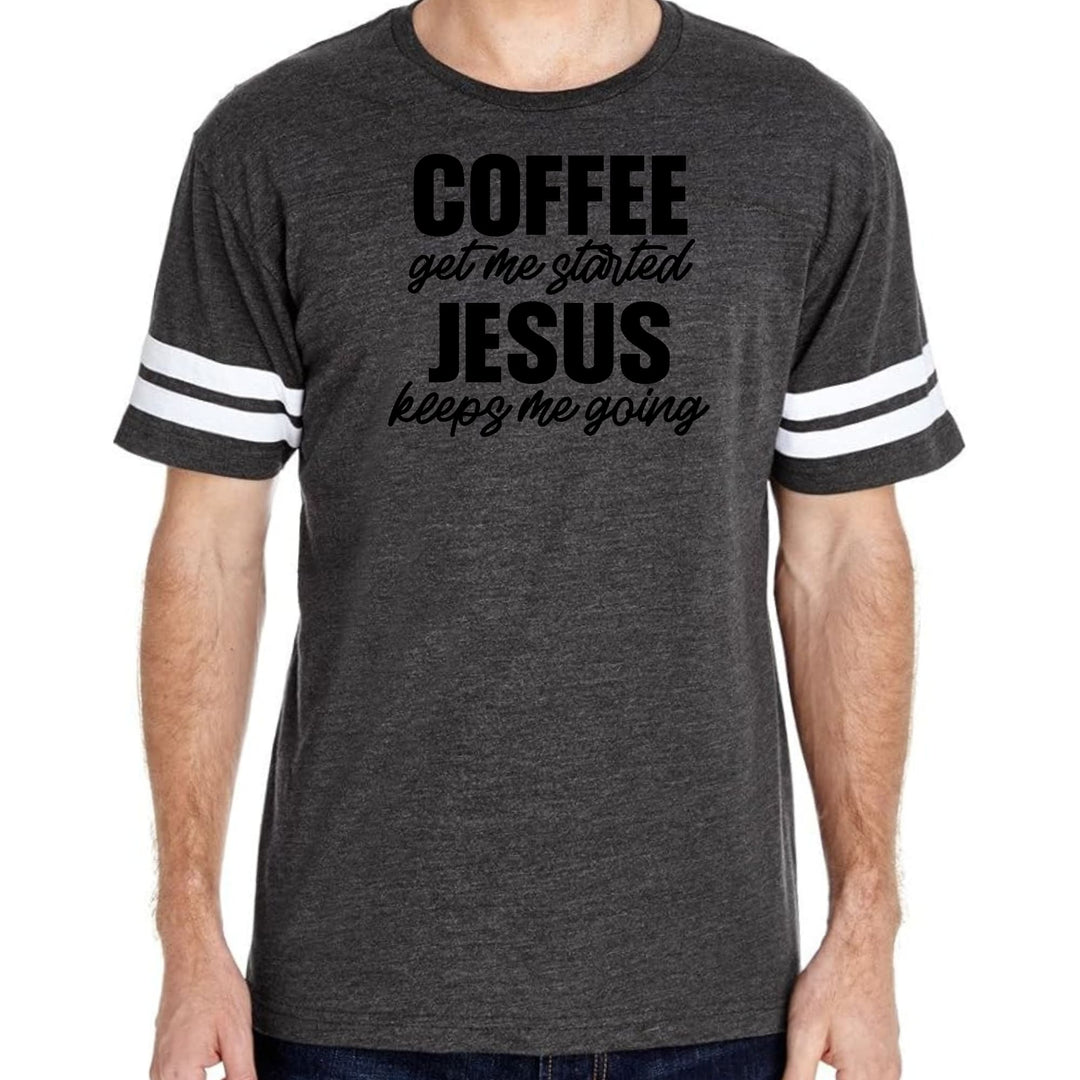 Mens Vintage Sport Graphic T-shirt Coffee Get me Started - Jesus Keeps