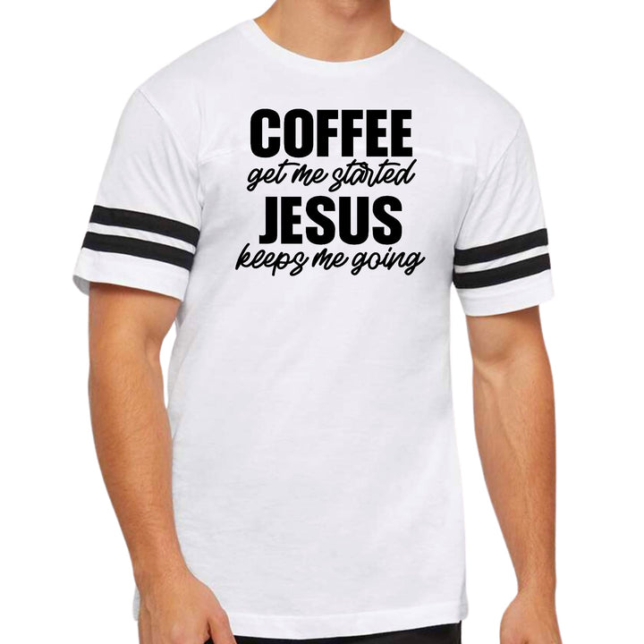 Mens Vintage Sport Graphic T-shirt Coffee Get me Started - Jesus Keeps