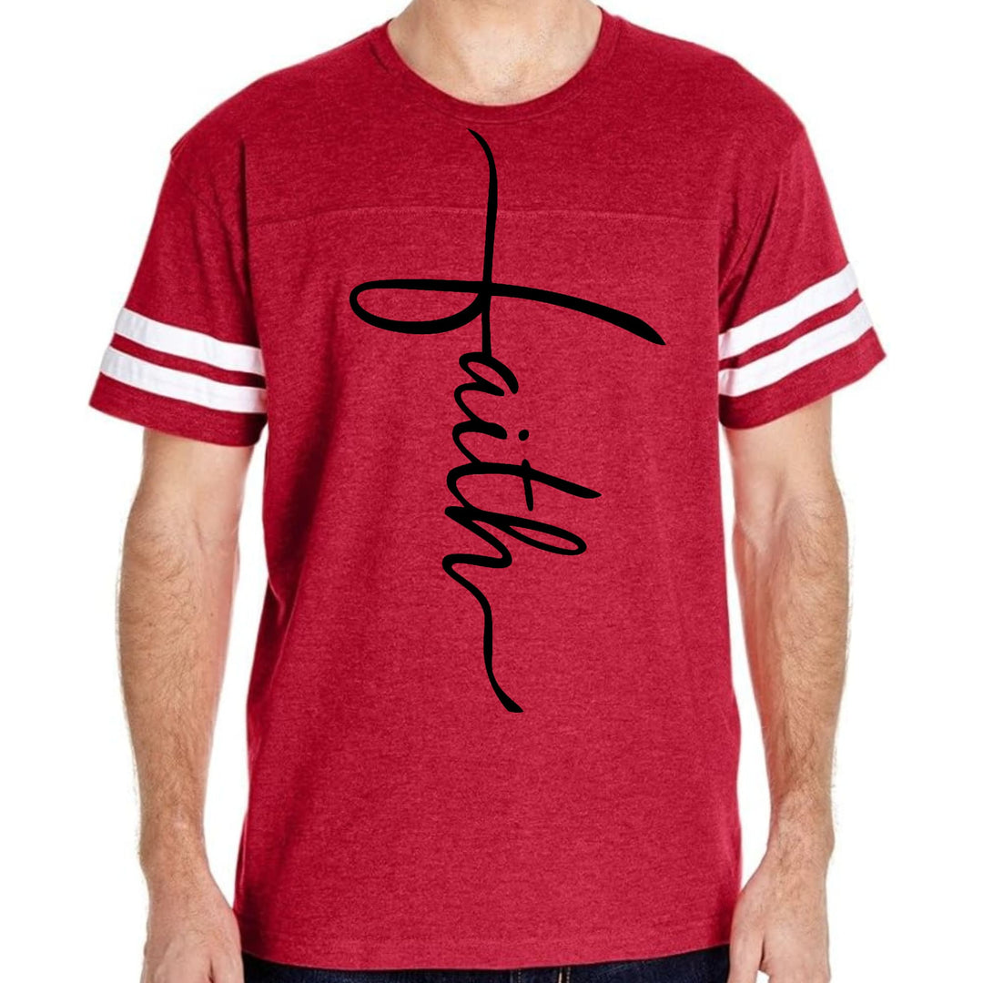Mens Vintage Sport Graphic T-shirt Faith Script Cross Black