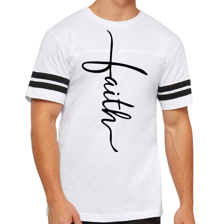 Mens Vintage Sport Graphic T-shirt Faith Script Cross Black