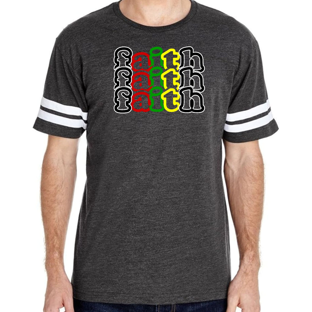Mens Vintage Sport Graphic T-shirt Faith Stack Multicolor Black - Mens